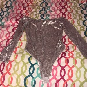 Silver velvet bodysuit